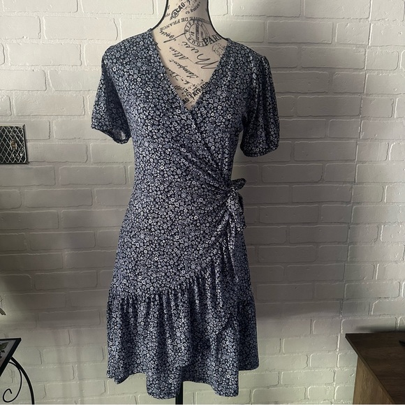 Michael Kors Navy Floral Midi Dress - Picture 1 of 5